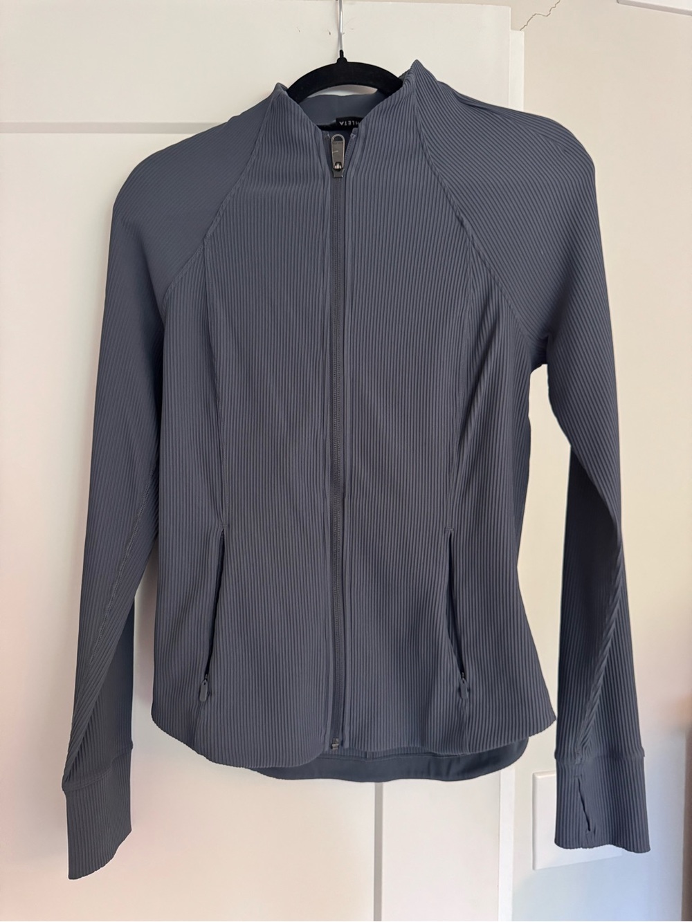 Athelta salutation blue/grey Ribbed Zip-Front Jacket